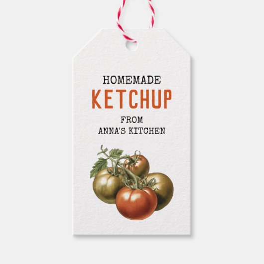 Tomato Ketchup Custom Label Aquarell Tomate Geschenkanhänger (Vorderseite)