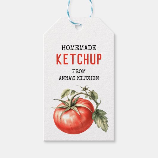 Tomato Ketchup Custom Label Aquarell Tomate Geschenkanhänger (Vorderseite)