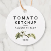 Tomato-Ketchup-Etikett mit Aquarellblättern Geschenkanhänger (Vorderseite)