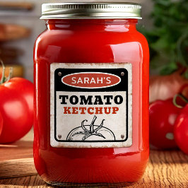 Tomato ketchup-Etikett mit Grunge-Zeichen Quadratischer Aufkleber