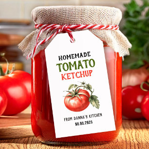 Tomato-Ketchup-Etikett mit roter Tomate Geschenkanhänger