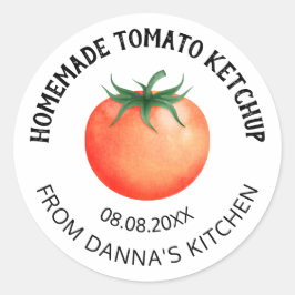 Tomato Ketchup Konservierungslabel mit roter Tomat Runder Aufkleber