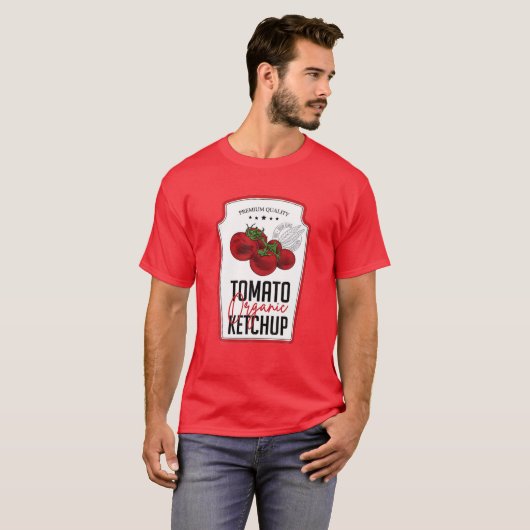 Tomato Ketchup Sauce Flaschenetikett Funny Hallowe T-Shirt (Vorne ganz)