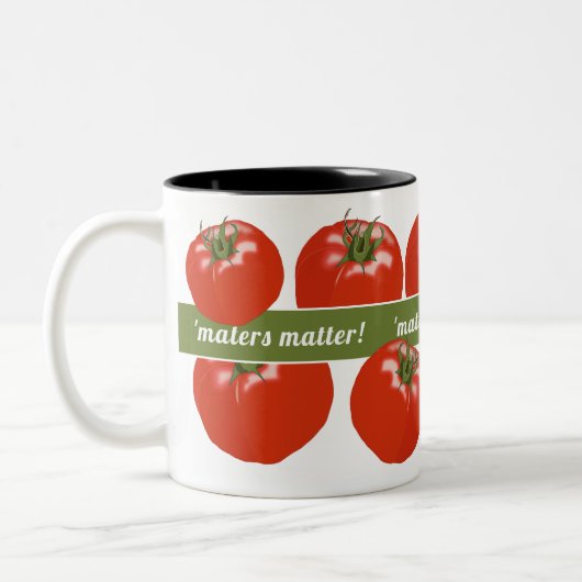 Tomato Lover Gardener Tomaten Matter Fun Zweifarbige Tasse (Links)