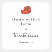 Tomato Marinara Pasta Chutney Vodka Sauce Label Quadratischer Aufkleber (Vorderseite)