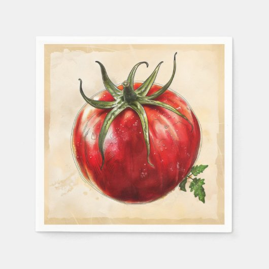 Tomato Old School Zeichnend Serviette (Vorderseite)