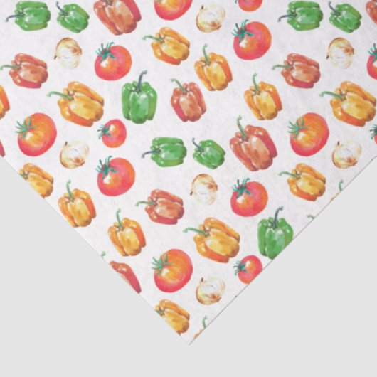 Tomato-Paprikaschoten Zwiebel HandGezeichnet Feins Seidenpapier (Ausschnitt)