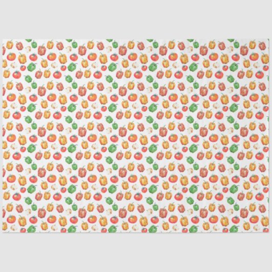 Tomato-Paprikaschoten Zwiebel HandGezeichnet Feins Seidenpapier (Vorderseite)