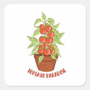 TOMATO PARADISE Garden Lover Quadratischer Aufkleber