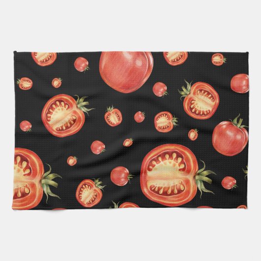 Tomato Pattern | Schwarz/Rot Geschirrtuch (Horizontal)