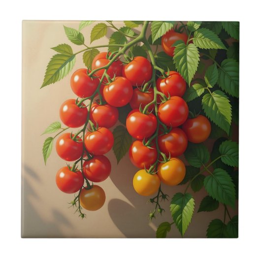 Tomato Plant Gardening Themed Summer Vibes Fliese (Vorderseite)