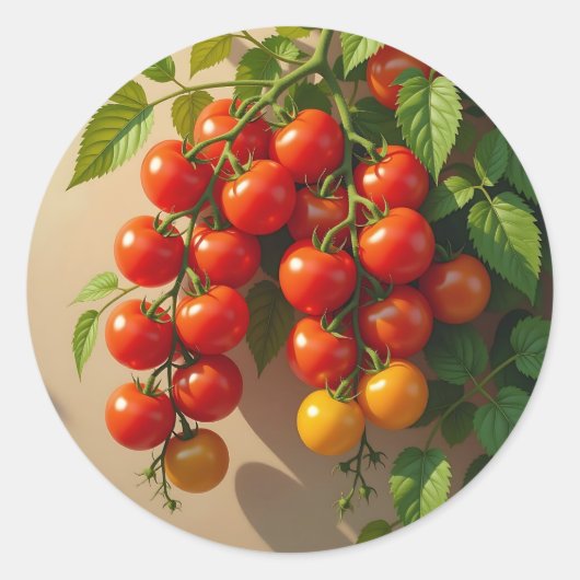 Tomato Plant Gardening Themed Summer Vibes Runder Aufkleber (Vorderseite)