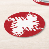 Tomato Red Abstract Heart Coaster – Customizable Runder Pappuntersetzer (Angewinkelt)