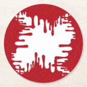 Tomato Red Abstract Heart Coaster – Customizable Runder Pappuntersetzer (Vorderseite)