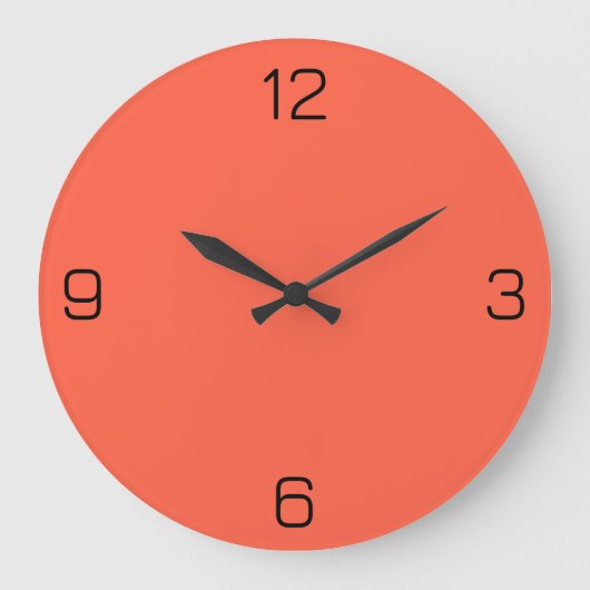 Tomato Red FF6347 Farbe mit der Option Name hinzuf Große Wanduhr (Vorderseite)