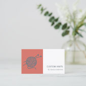 TOMATO RED NAVY GRAY KNITTING WOOL YARBALL VISITENKARTE (Stehend Vorderseite)