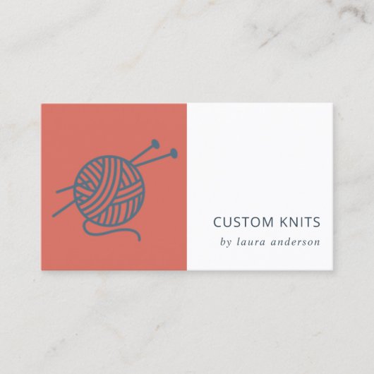 TOMATO RED NAVY GRAY KNITTING WOOL YARBALL VISITENKARTE (Vorderseite)