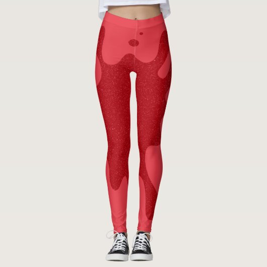 Tomato Red Speckle-Panel Leggings – Customizable (Vorderseite)