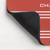 Tomato Red Stripes Custom Monogramm Mousepad (Ecke)