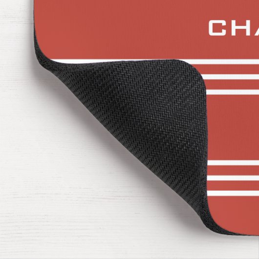 Tomato Red Stripes Custom Monogramm Mousepad (Ecke)