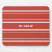 Tomato Red Stripes Custom Monogramm Mousepad (Vorne)