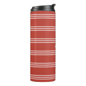 Tomato Red Stripes Custom Monogramm Tumbler Thermosbecher (Nach links gedreht)