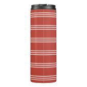 Tomato Red Stripes Custom Monogramm Tumbler Thermosbecher (Rückseite)