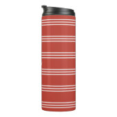 Tomato Red Stripes Custom Monogramm Tumbler Thermosbecher (Nach rechts gedreht)