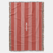 Tomato Red Stripes kundenspezifische Monogramm-Wur Decke (Vorderseite Vertikal)