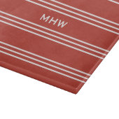 Tomato Red Strips maßgeschneiderte Monogramm-Schne Schneidebrett (Ecke)