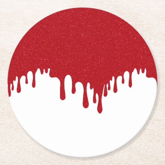 Tomato Red Tropfen Modernes Custom Paper Untersetz Runder Pappuntersetzer (Vorderseite)