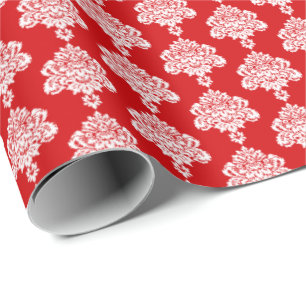 Tomato Red   Weißes Damaskop-Papier Geschenkpapier