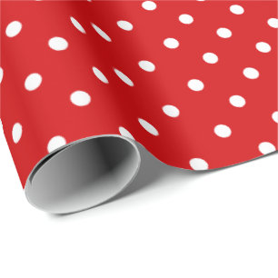 Tomato Red   White Polka Dot Wrapping Paper Geschenkpapier