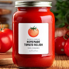 Tomato Relish canning label mit roter Tomatentechn Quadratischer Aufkleber