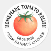 Tomato Relish canning label mit roter Tomatentechn Runder Aufkleber (Vorderseite)