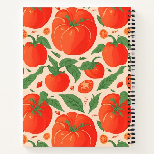 Tomato Retro Personalisiertes Muster Notizblock (Rückseite)