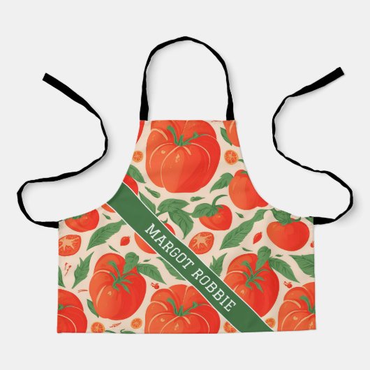 Tomato Retro Personalisiertes Muster Schürze (Vorderseite)
