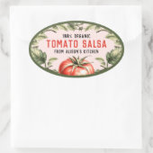 Tomato Salsa Konservenetikett mit Aquarelltomotor Ovaler Aufkleber (Tasche)