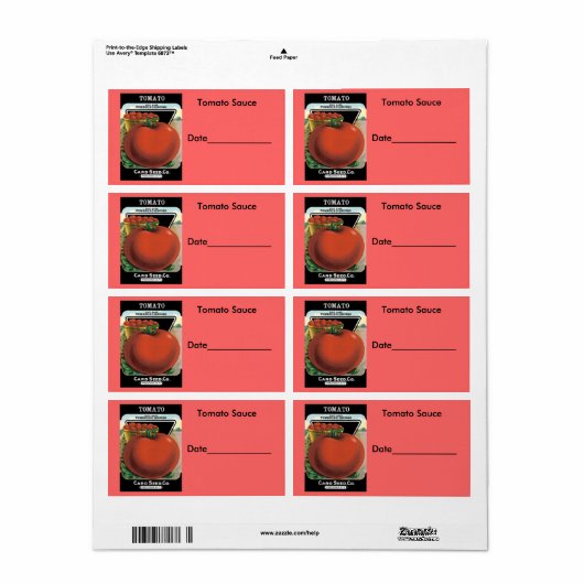 Tomato Sauce Canning/Freezing Labels (Vorne)