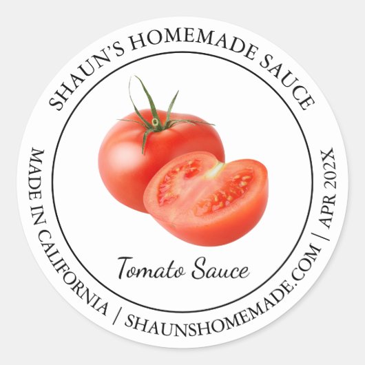Tomato Sauce Modernes Label Runder Aufkleber (Vorderseite)