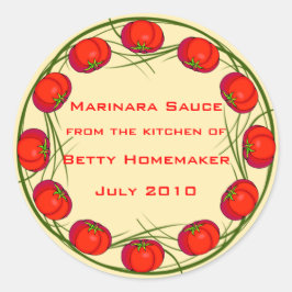 Tomato Sauce oder Marinara Sauce Labels Runder Aufkleber