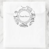 Tomato Sauce Sketch Modernes Label Runder Aufkleber (Tasche)