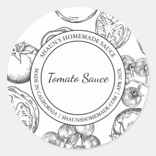 Tomato Sauce Sketch Modernes Label Runder Aufkleber