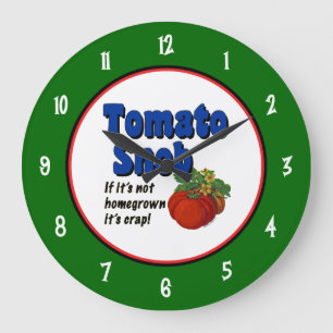 Tomato Snob Saying with Numbers on Green Clock Große Wanduhr