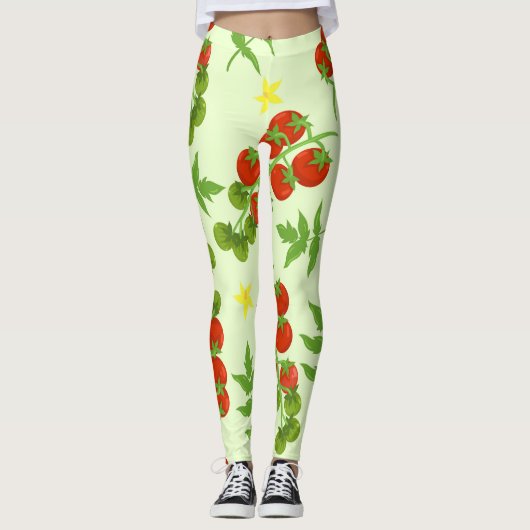 Tomato Tango: Vintager Gemüseaufdruck Leggings (Vorderseite)