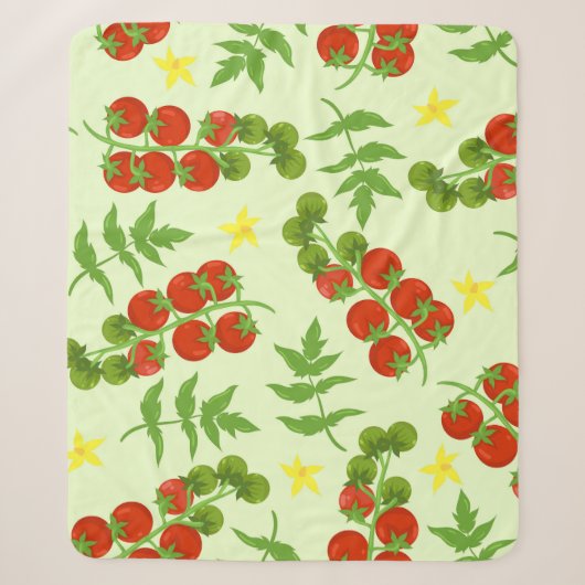 Tomato Tango: Vintager Gemüseaufdruck Sherpadecke (Vorderseite)