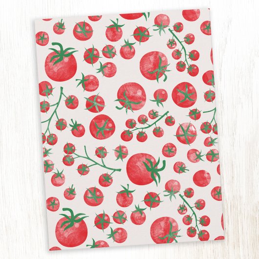 Tomato Watercolor Mediterranean Summer Pattern Postkarte