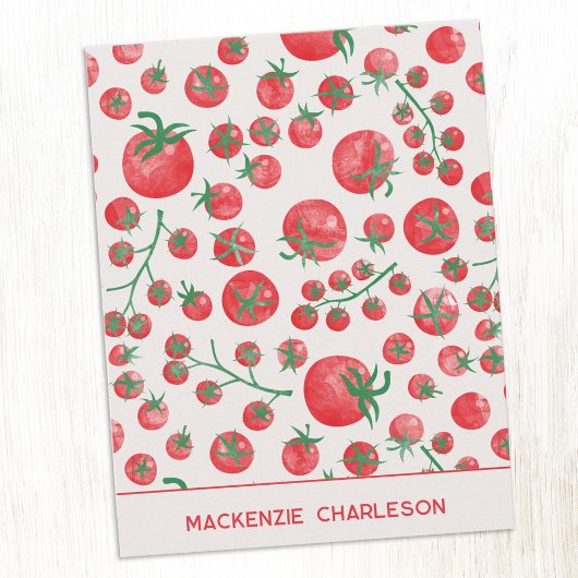 Tomato Watercolor Mediterranean Summer Personalize Mitteilungskarte
