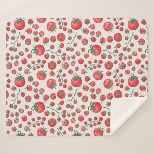 Tomato Watercolor Pattern Sherpadecke (Vorderseite (Horizontal))