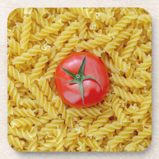 Tomato with fusilli pasta getränkeuntersetzer (Vorderseite)
